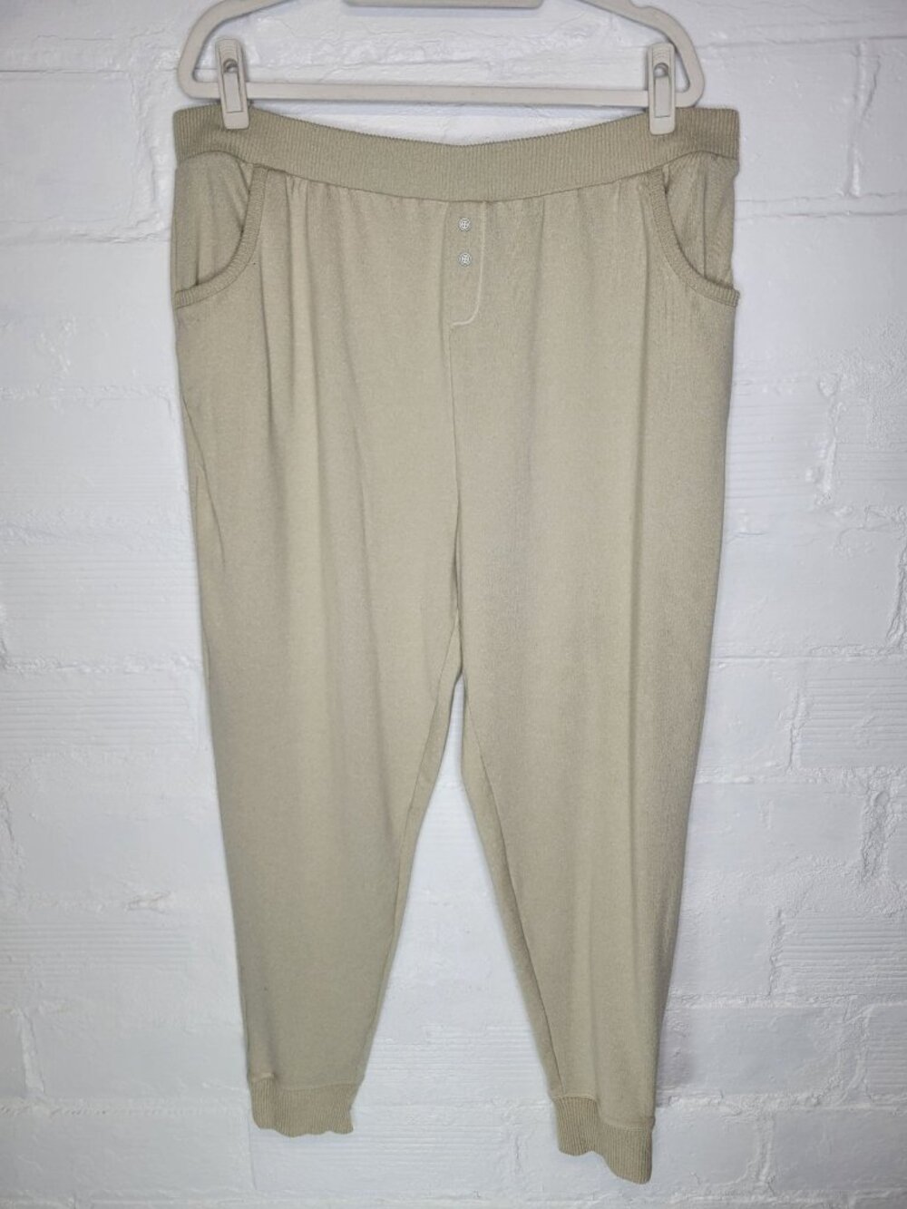 Cuddl Duds Women's XXL Lounge Jogger Pants Pull On Tan